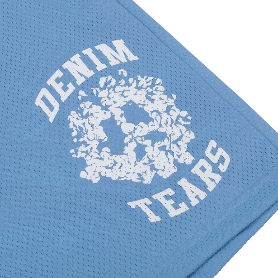 Denim Tears Light Blue University Mesh Shorts logo