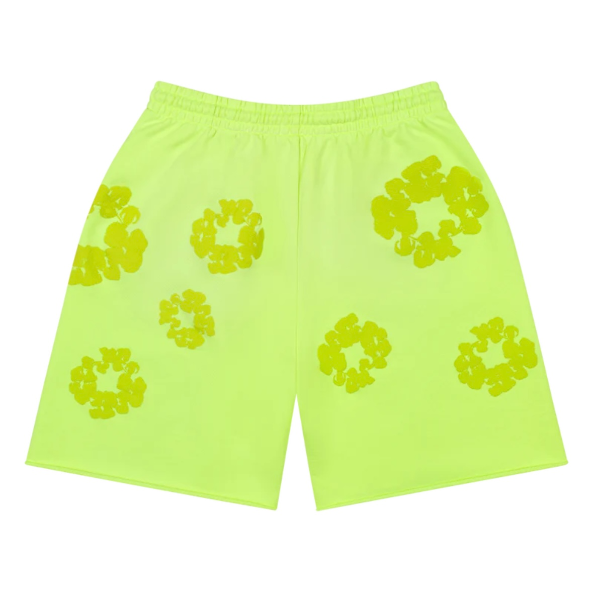 Denim Tears Neon Green Mono Cotton Wreath Shorts back