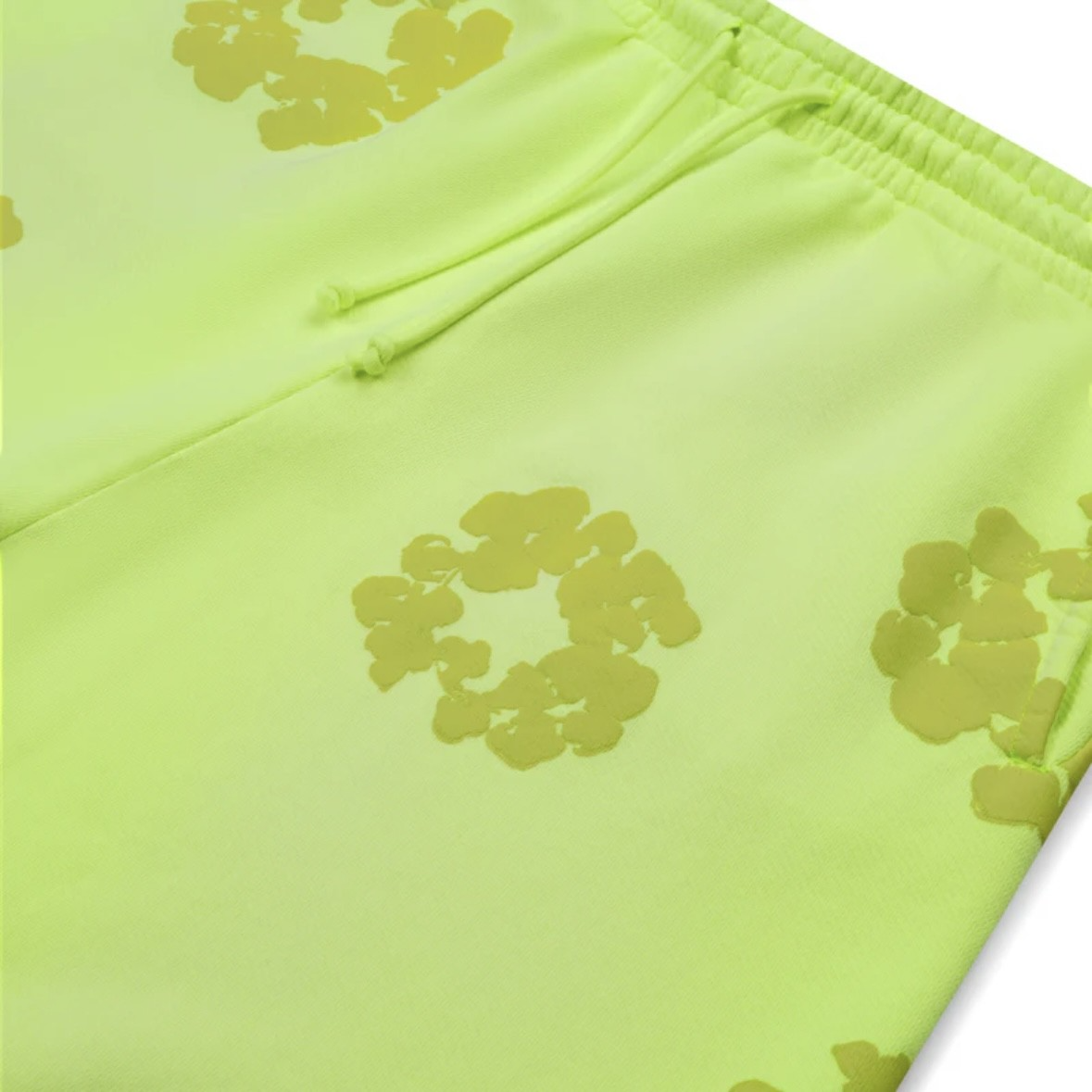 Denim Tears Neon Green Mono Cotton Wreath Shorts logo