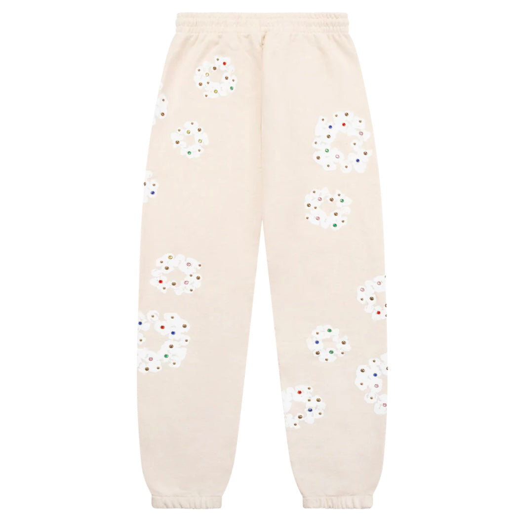 Denim Tears Oatmeal Rhinestone Cotton Wreath Sweatpants back