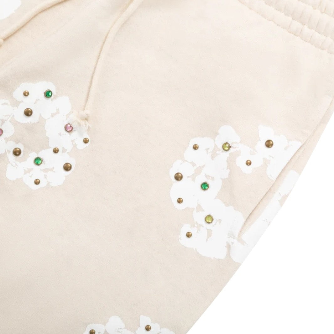 Denim Tears Oatmeal Rhinestone Cotton Wreath Sweatpants Close