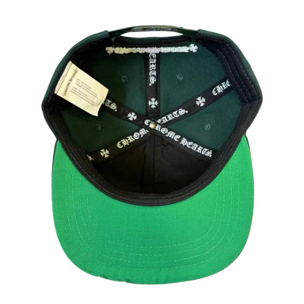 Chrome Hearts Green White 6 Panel Snapback Hat