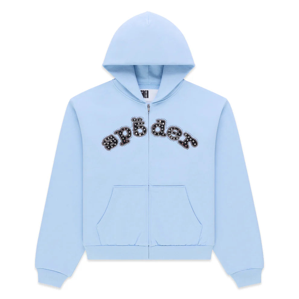 Sp5der Rock Blue Mixed Stone OG V2 Zip Hoodie – Sp5der Hoodie