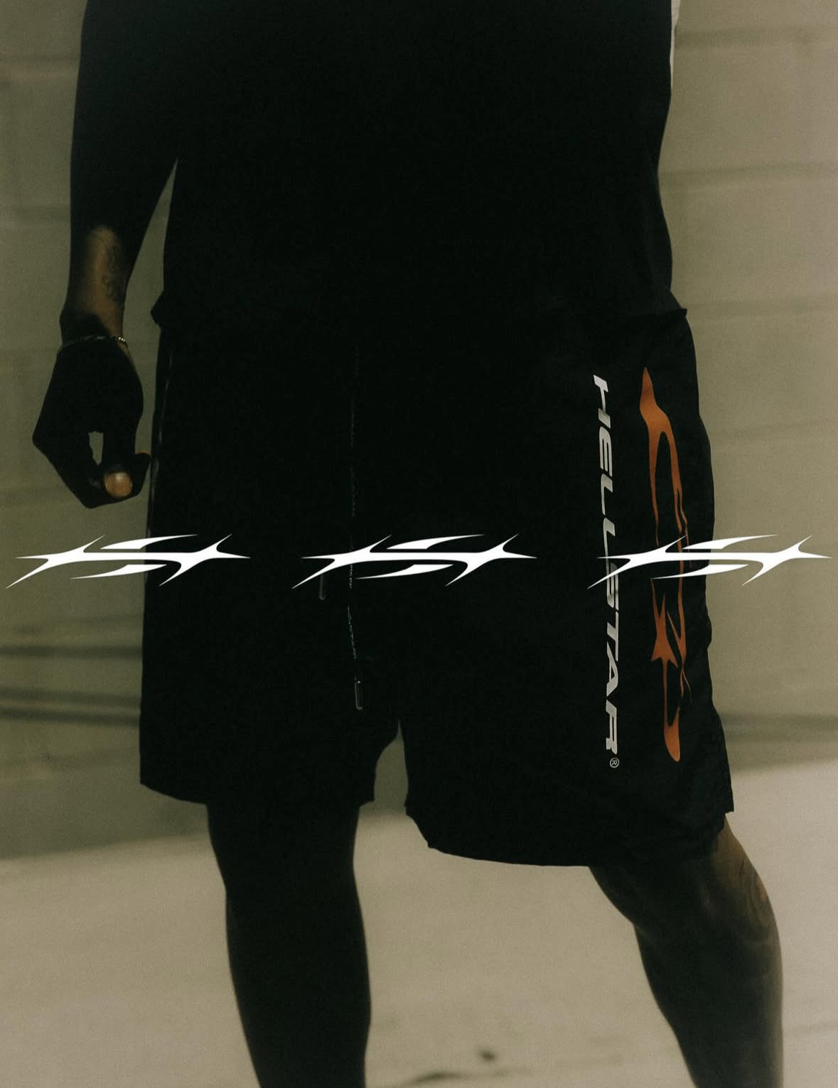 Hellstar Sports Black Red Nylon Shorts