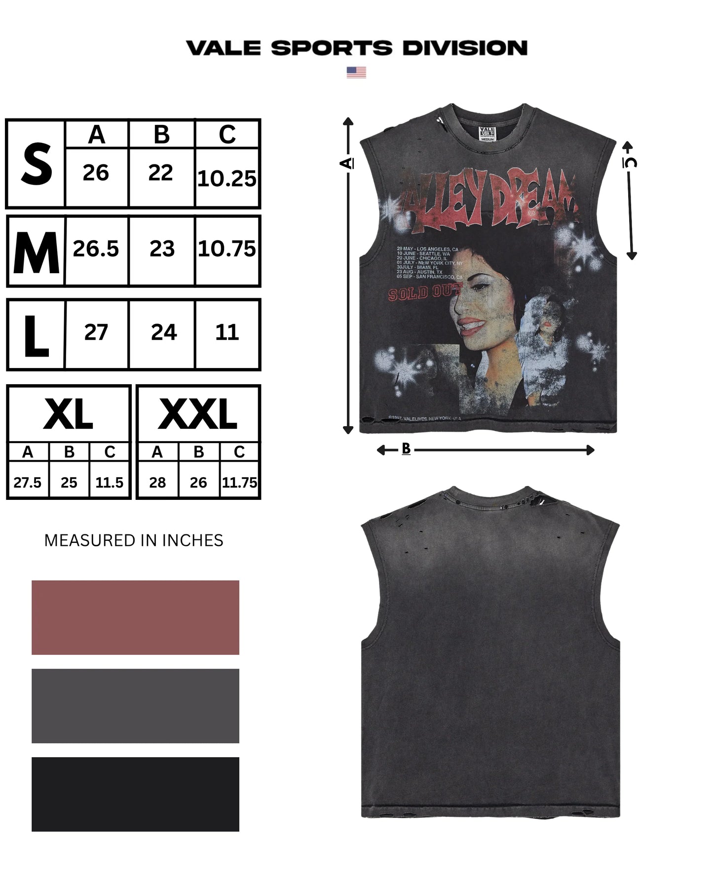 Vale Black La Flor Muscle T-Shirt