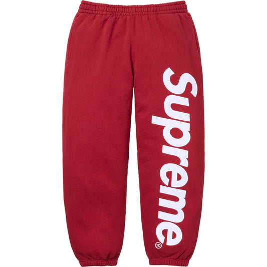 Supreme Dark Red Satin Applique Sweatpants
