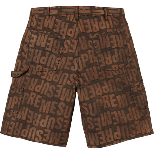 Supreme Dark Brown Repeat Jacquard Double Knee Denim Shorts