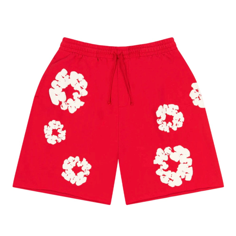 Denim Tears Red Cotton Wreath Shorts