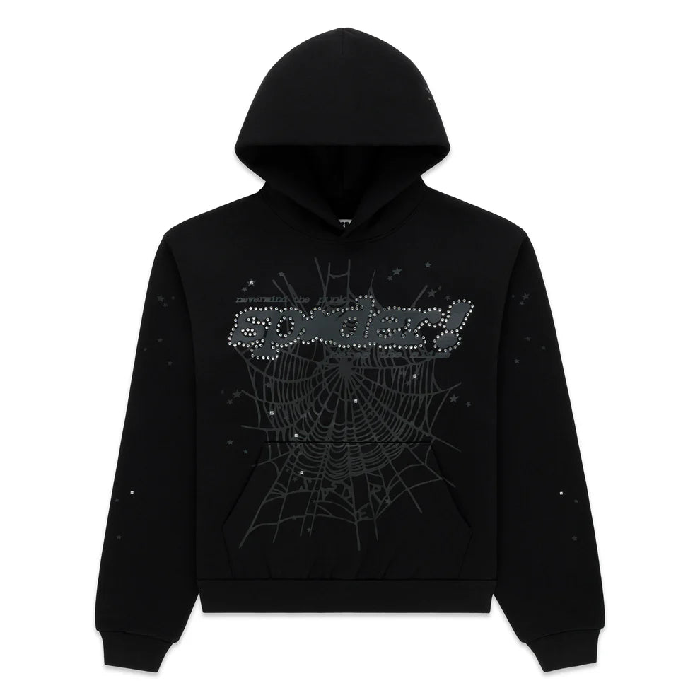 sp5der pank! BLACK sサイズ Sp5der Black Rhinestone Punk V2 Hoodie – Sp5der Hoodie | Soles