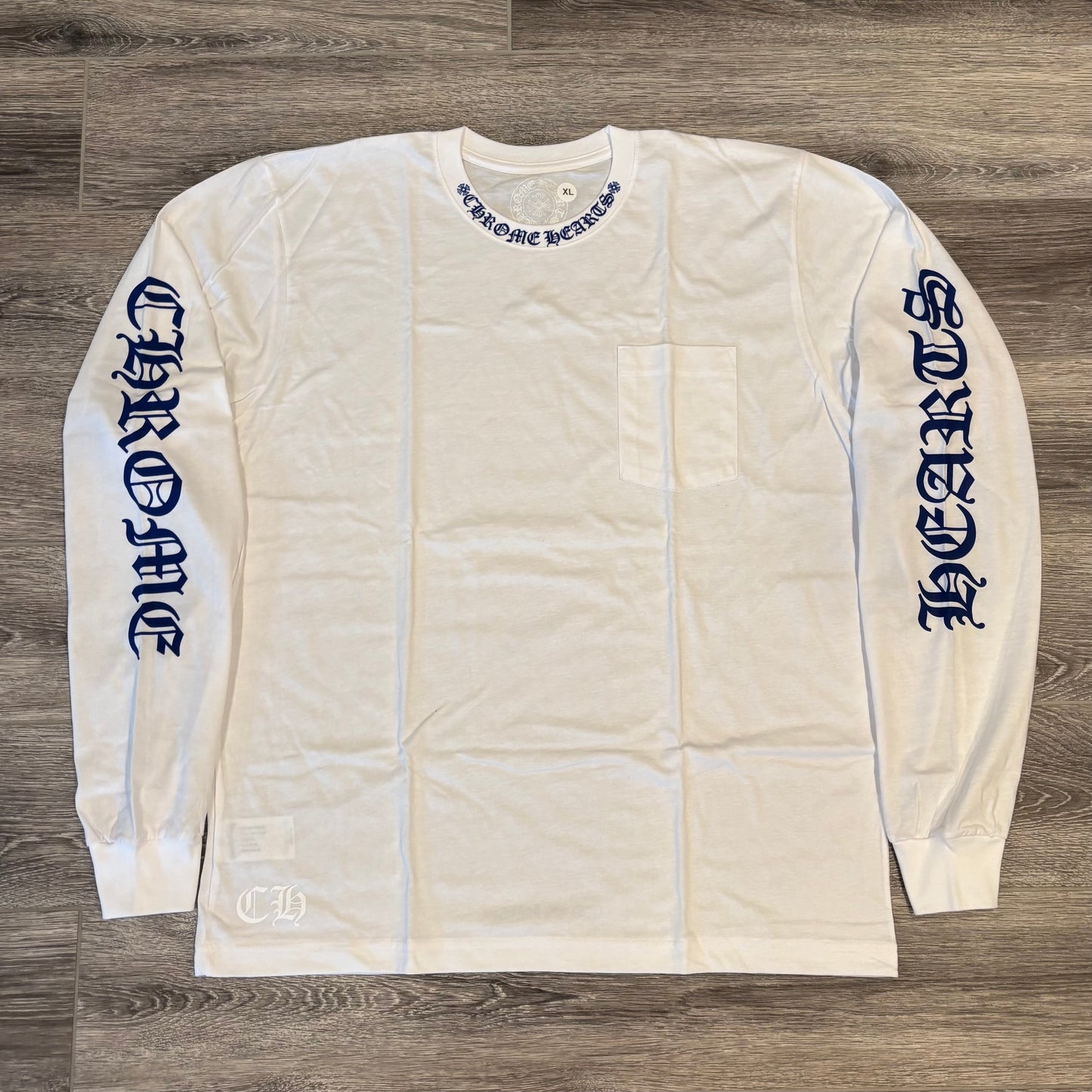 Chrome Hearts White Blue Neck Collar Logo Long Sleeve
