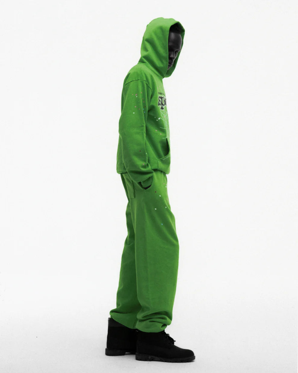 Sp5der Bright Green Punk V2 Rhinestone Sweatpants
