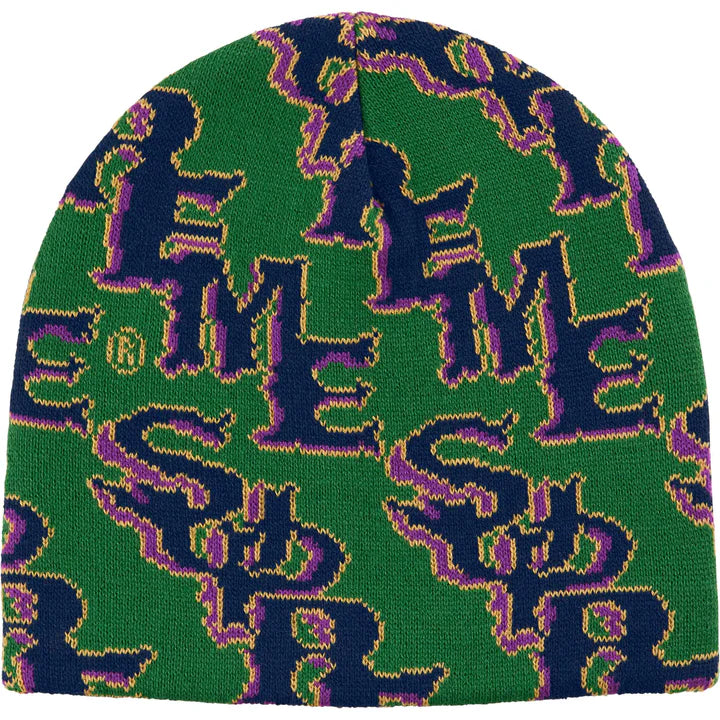 Supreme Green Slanted Gothic Outline Beanie