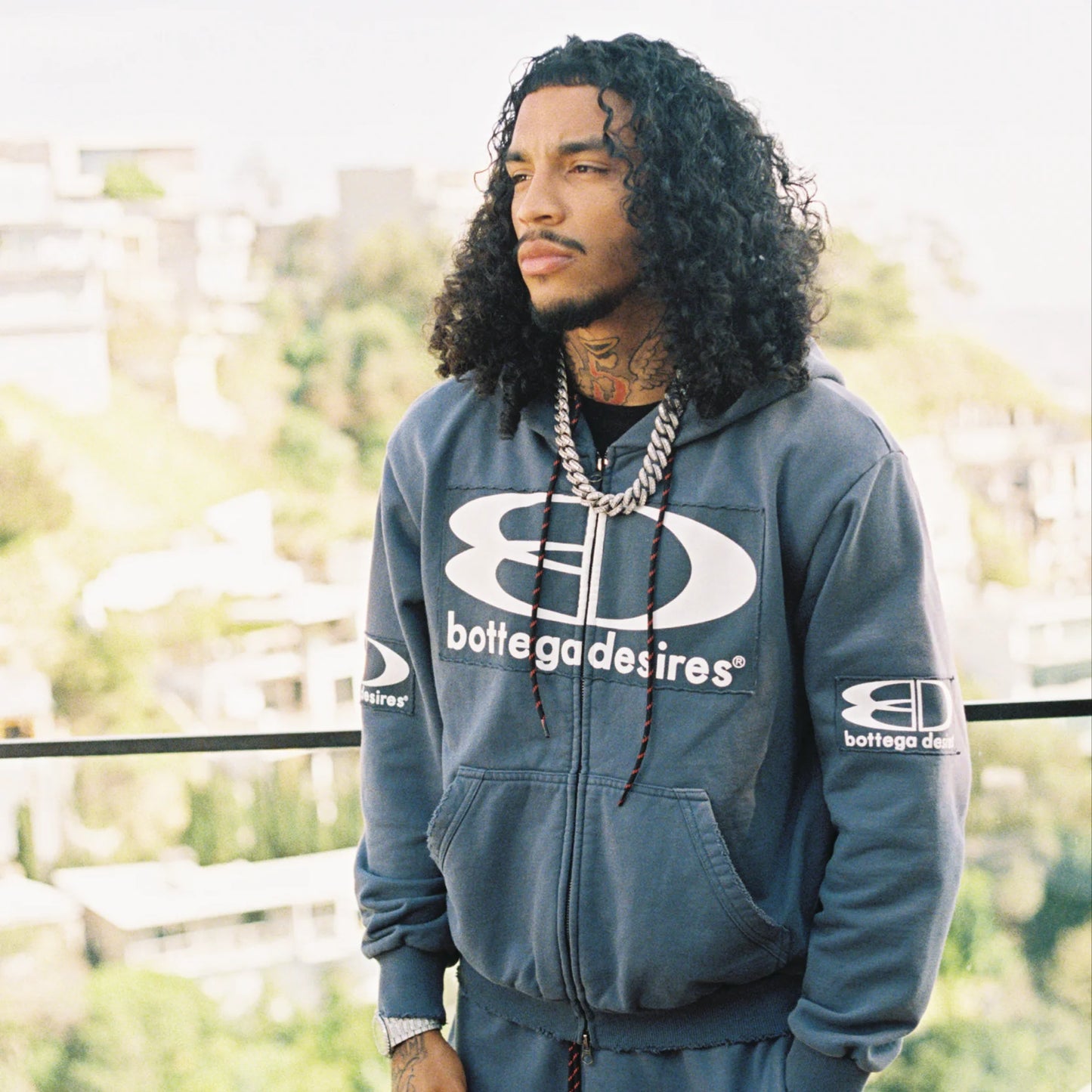 Bottega Desires Blue Tech Zip Hoodie