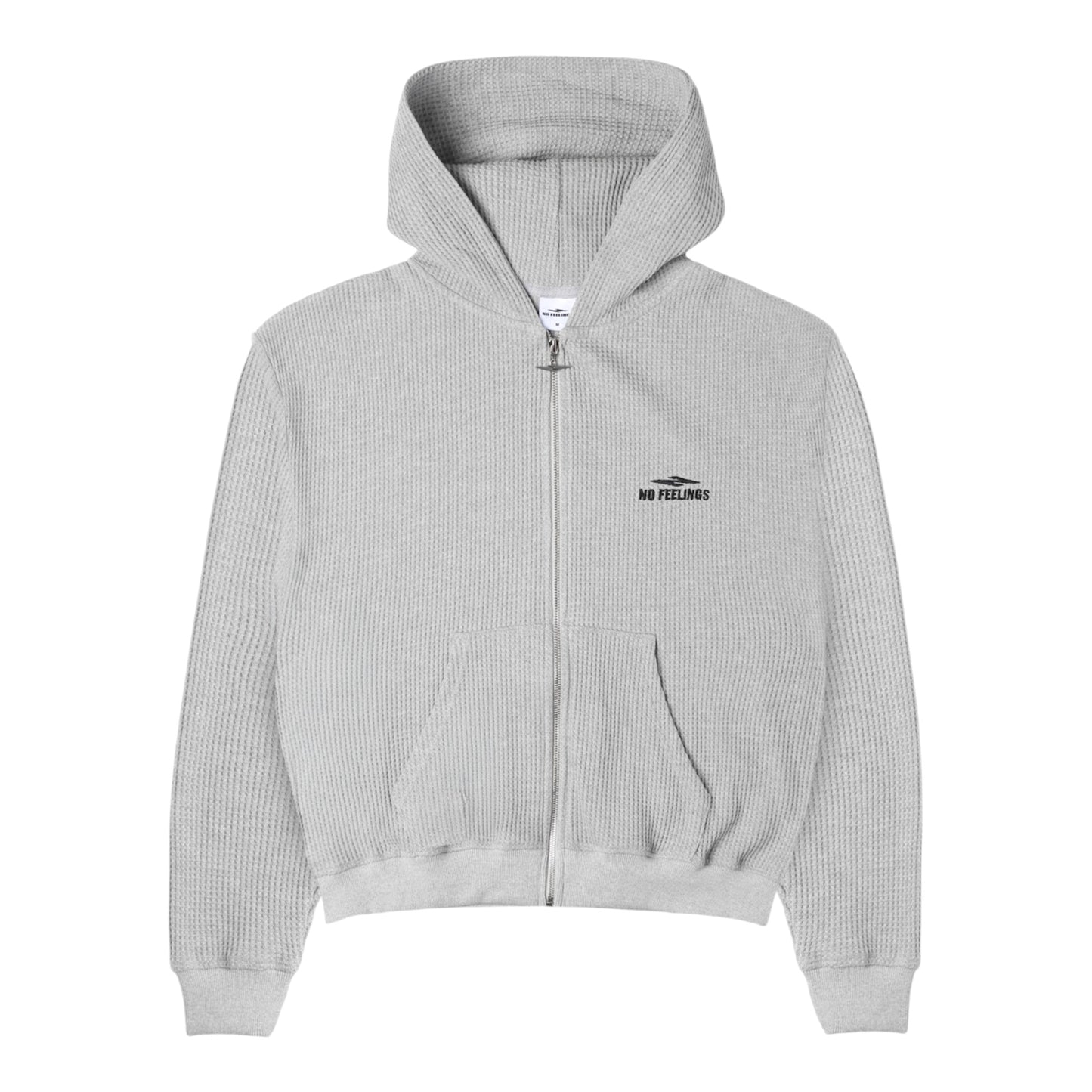 No Feelings Grey Thermal 4PF Zip Hoodie