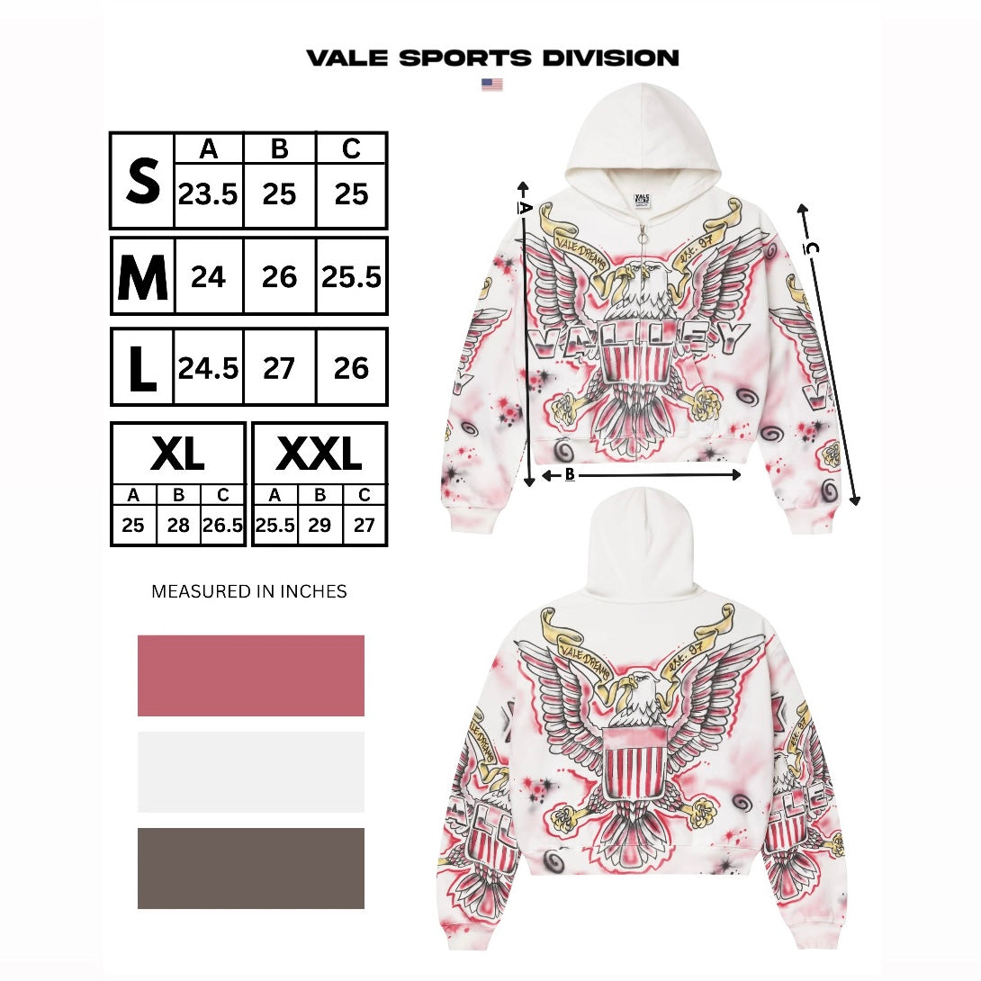 Vale White Flag Zip Hoodie