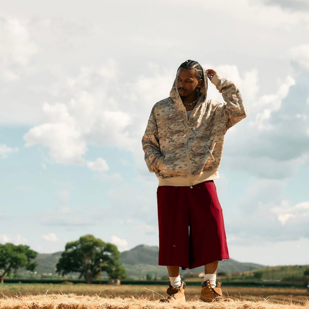 AZVA Camo Crystal Cactus Zip Hoodie