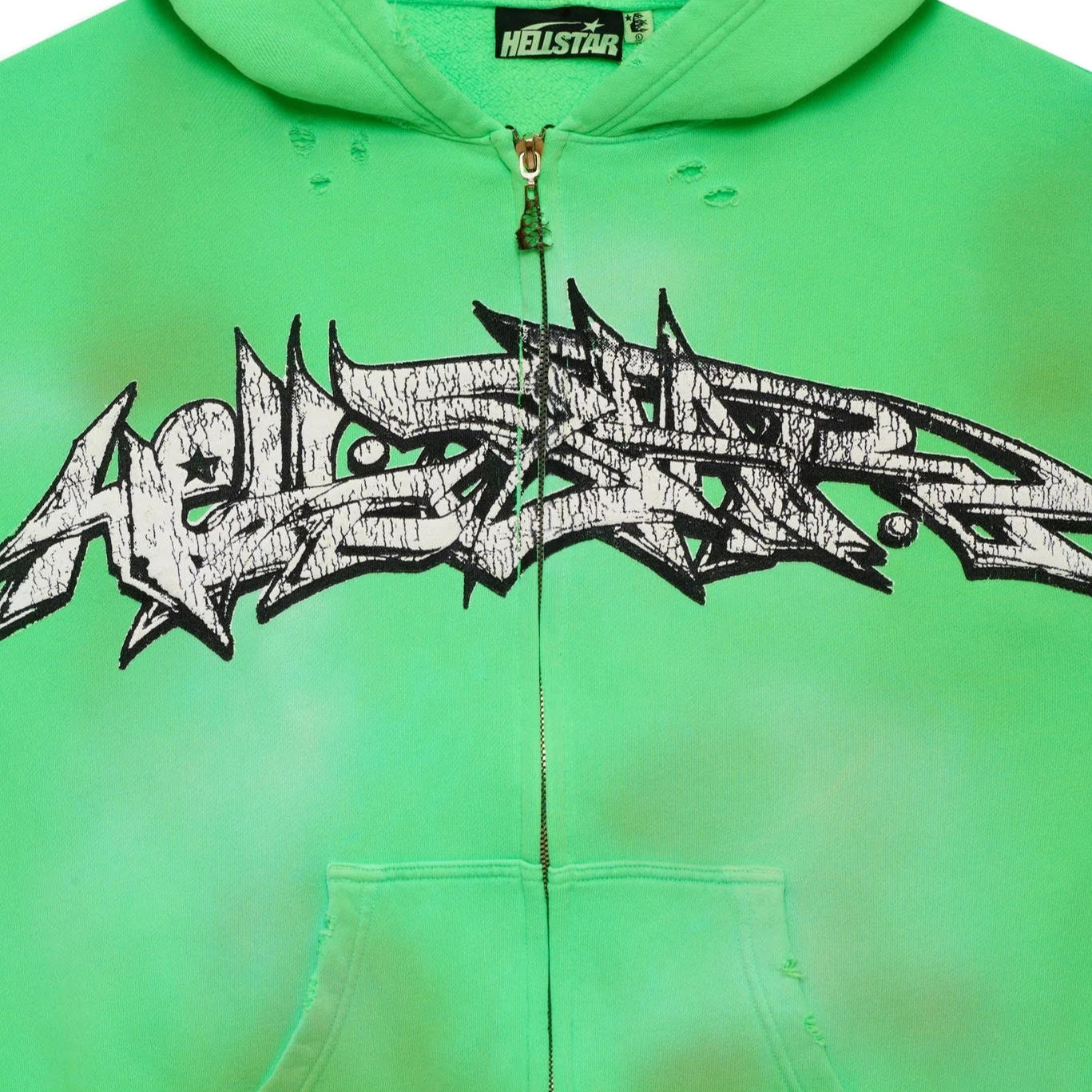Hellstar Green Graffiti Zip Hoodie