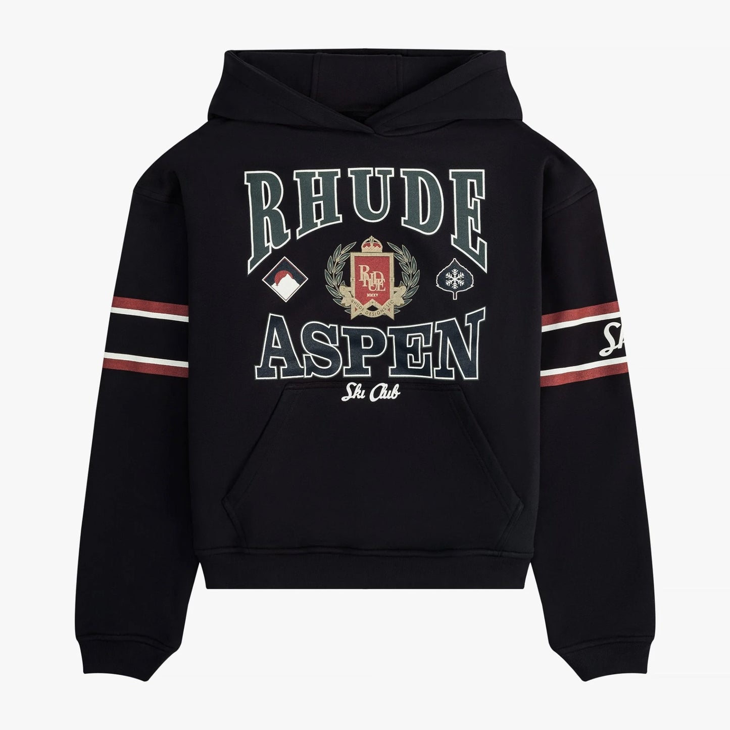 Rhude Vintage Black Aspen Ski Crest Hoodie front