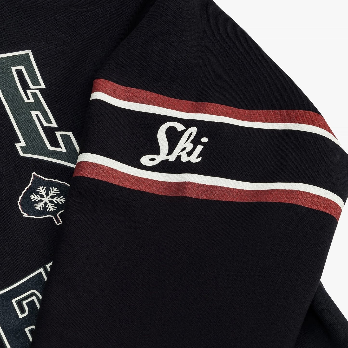 Rhude Vintage Black Aspen Ski Crest Hoodie Sleeve