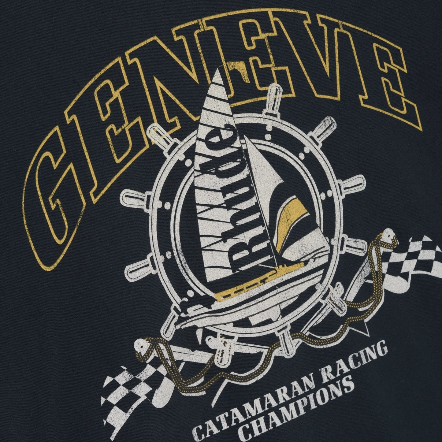 Rhude Vintage Black Geneve Catamaran T-Shirt Close