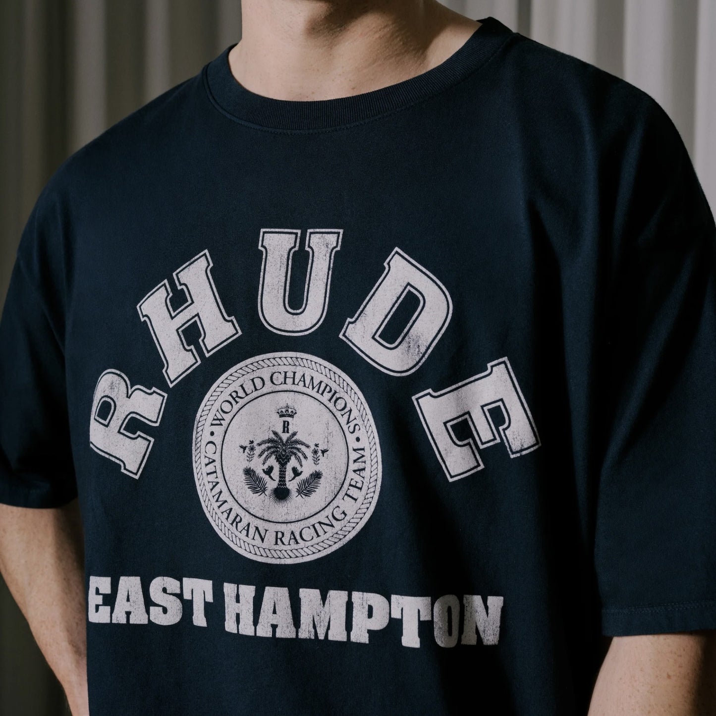 Rhude Vintage Black Hampton Catamaran T-Shirt On Body Close