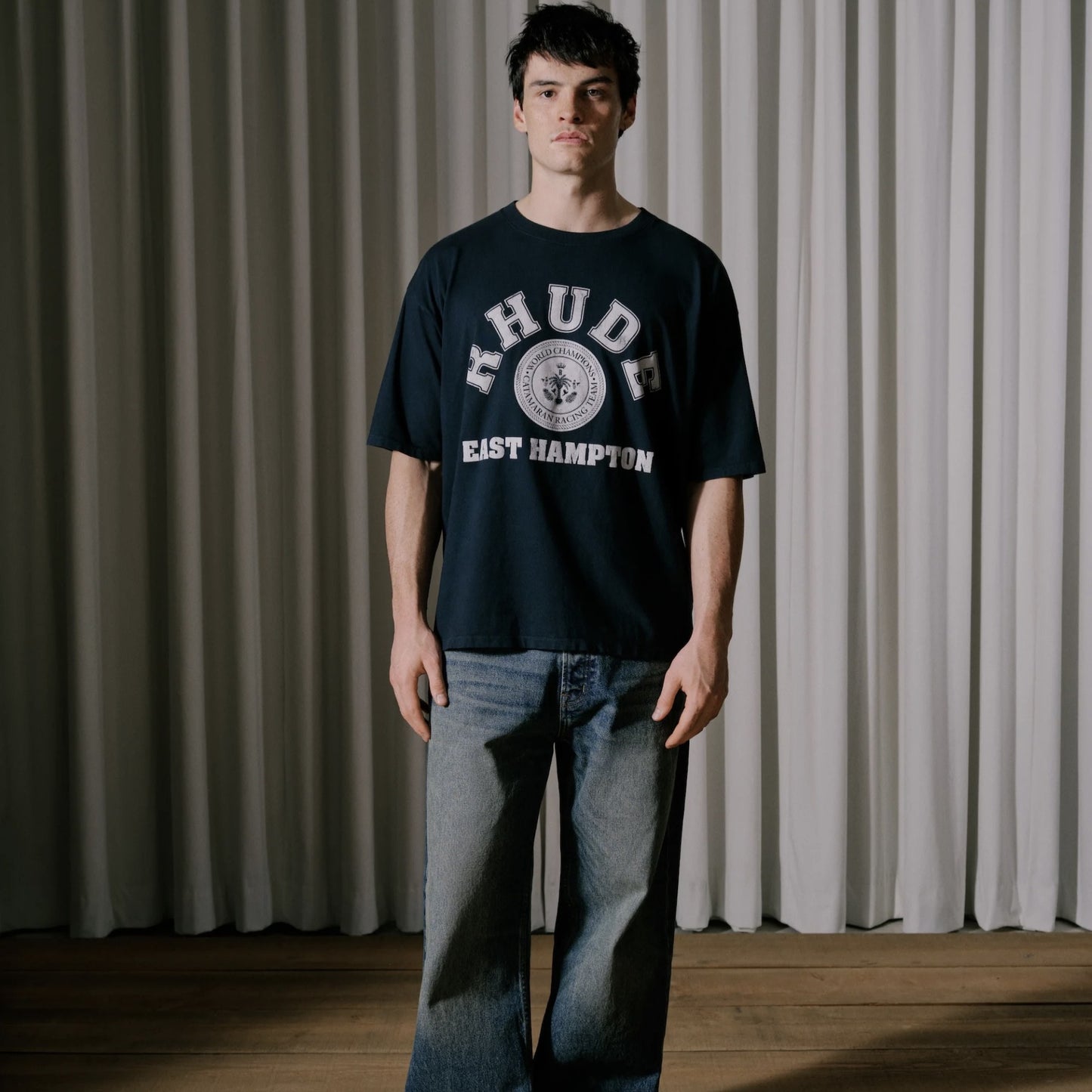 Rhude Vintage Black Hampton Catamaran T-Shirt On Body Front