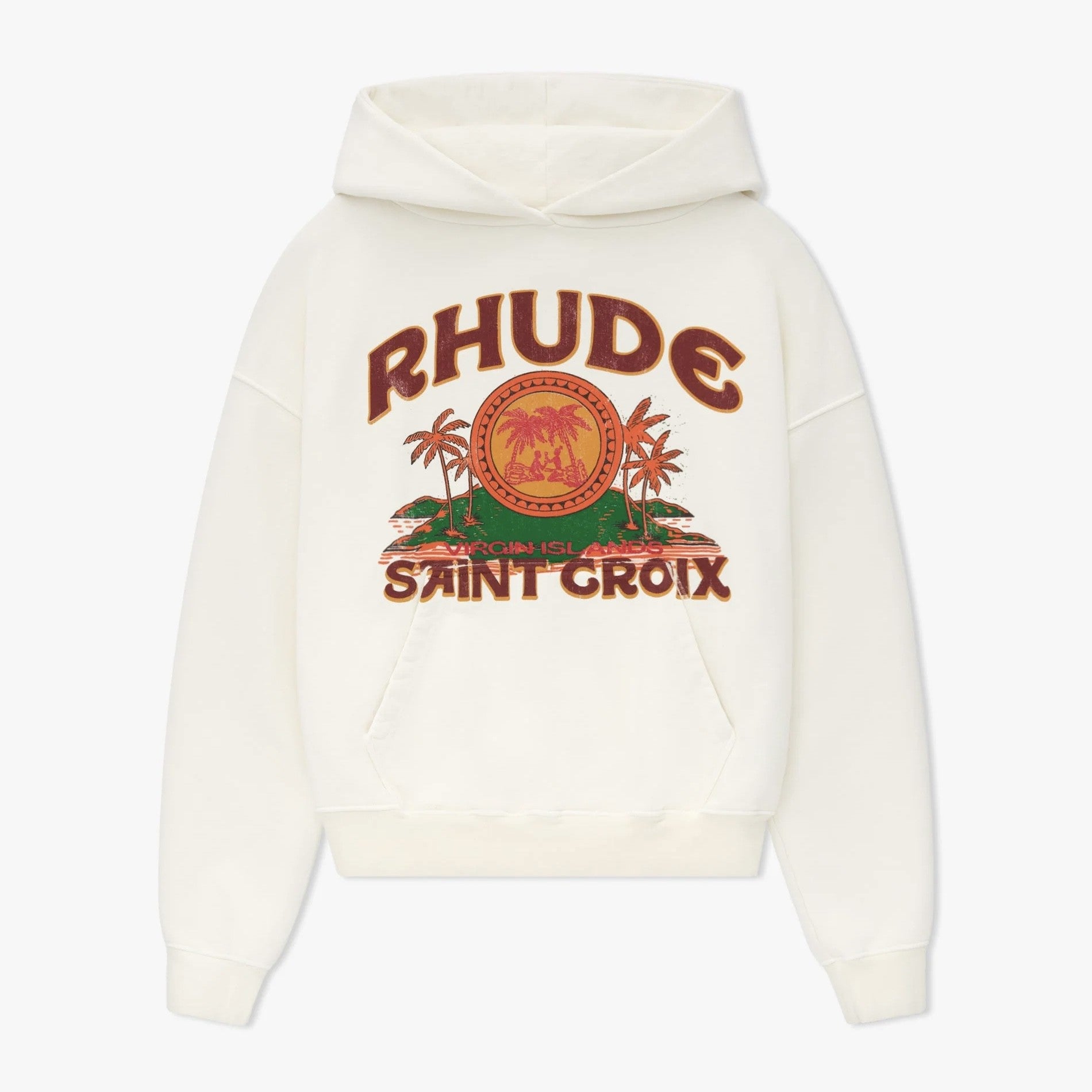 Rhude Vintage White Saint Croix Hoodie Front