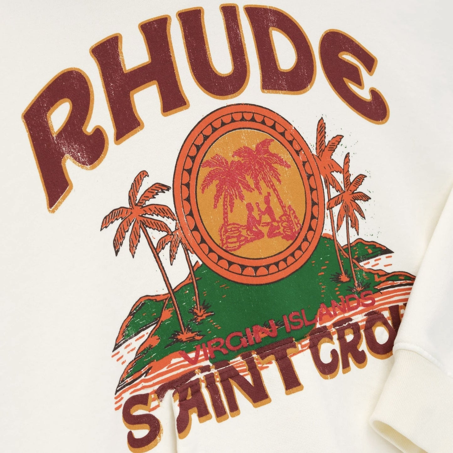 Rhude Vintage White Saint Croix Hoodie Logo