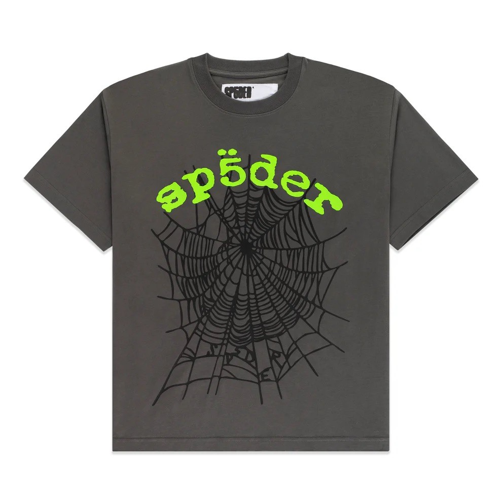 Sp5der Slate Grey OG Web V2 T-Shirt front