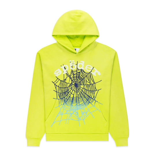Sp5der Acid Green OG Web V2 Gradient Hoodie