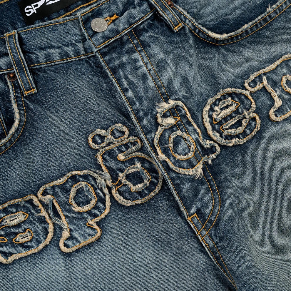 Sp5der Light Blue Wash Denim Work Pant