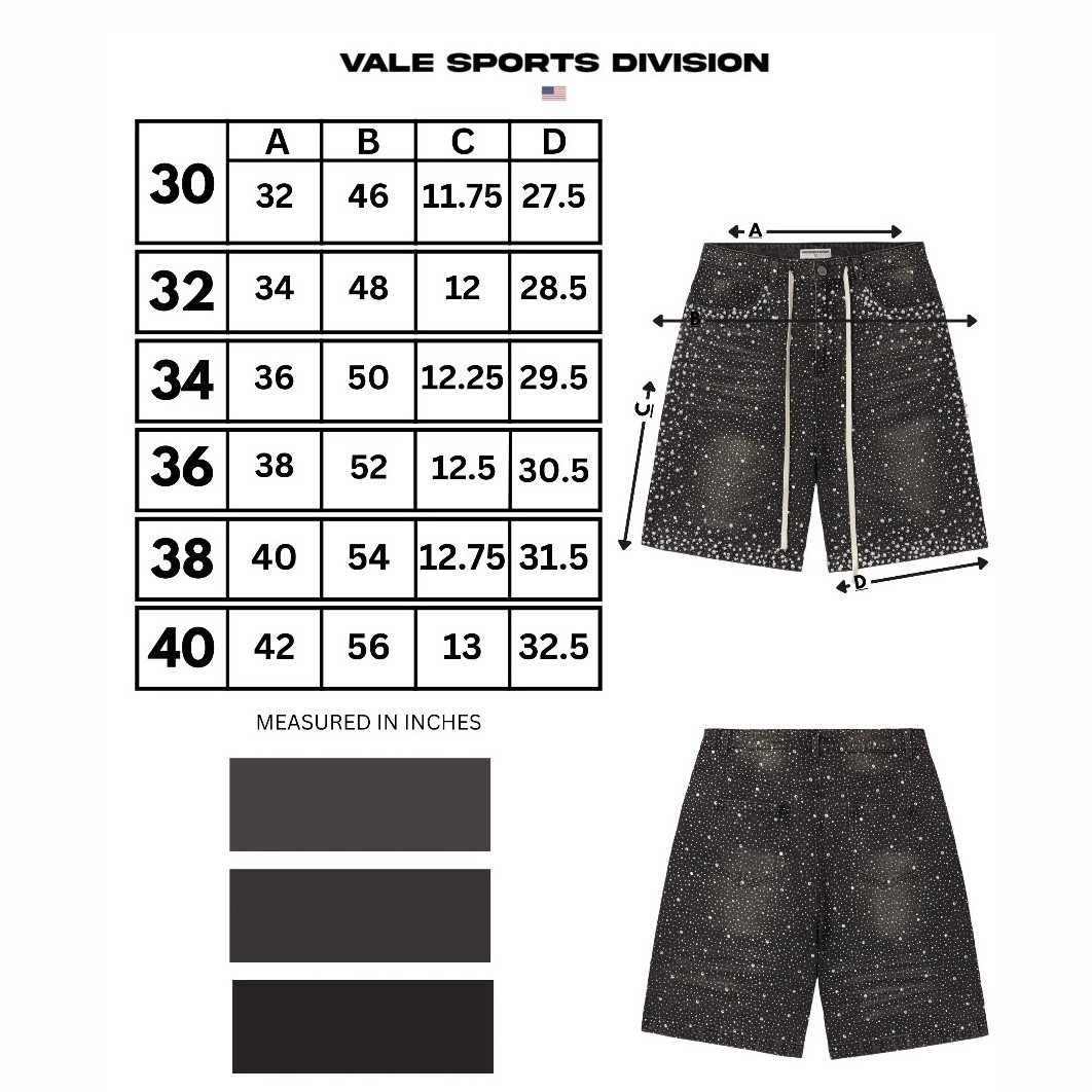 Vale Black Rainstorm Jorts sizing
