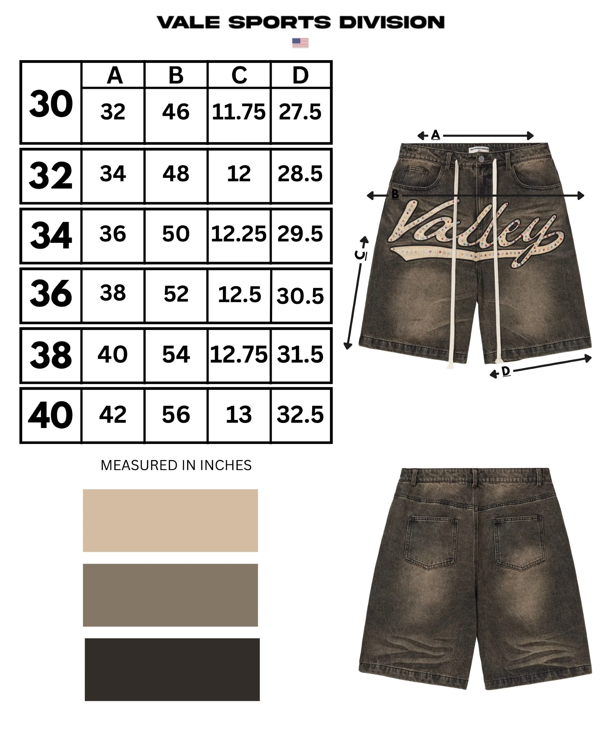 Vale Black Skittles Jorts sizing