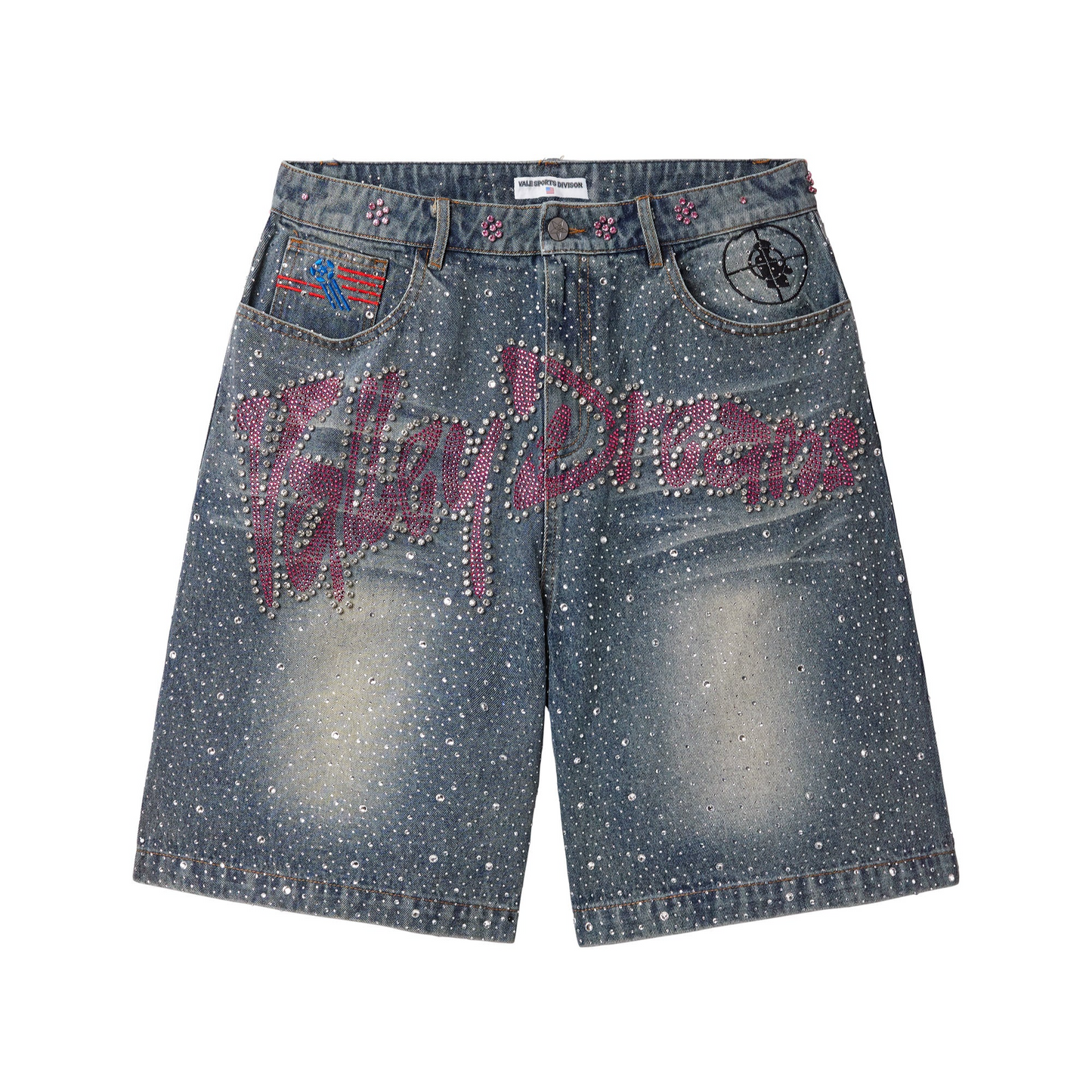 Vale Blue Iced Out Jorts front