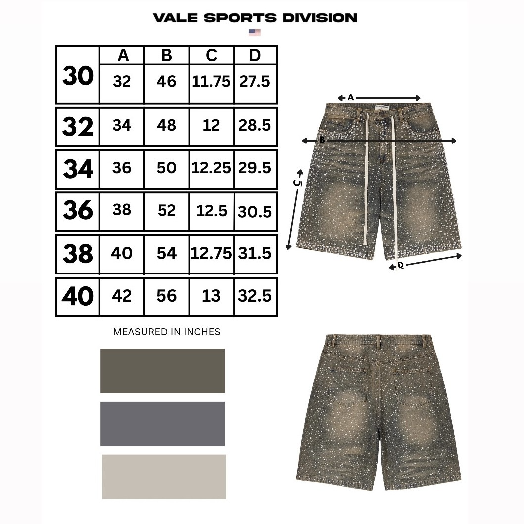 Vale Blue Rainstorm Jorts sizing