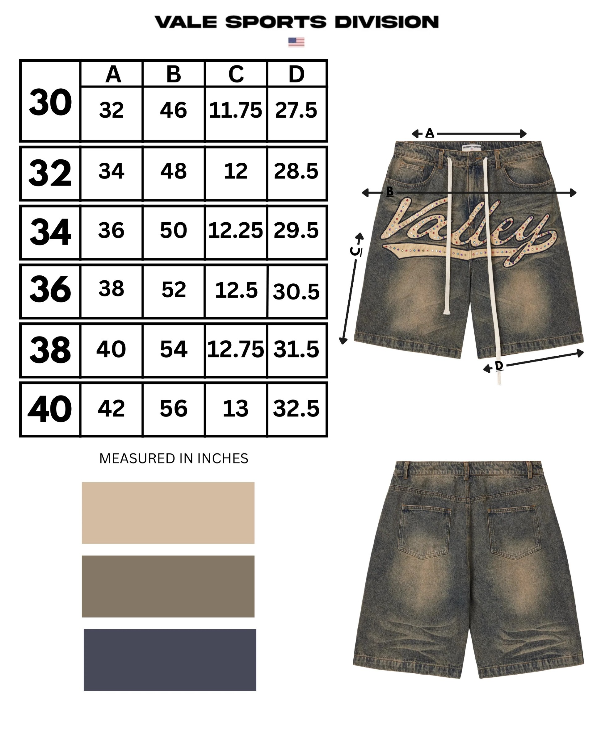 Vale Blue Skittles Jorts sizing
