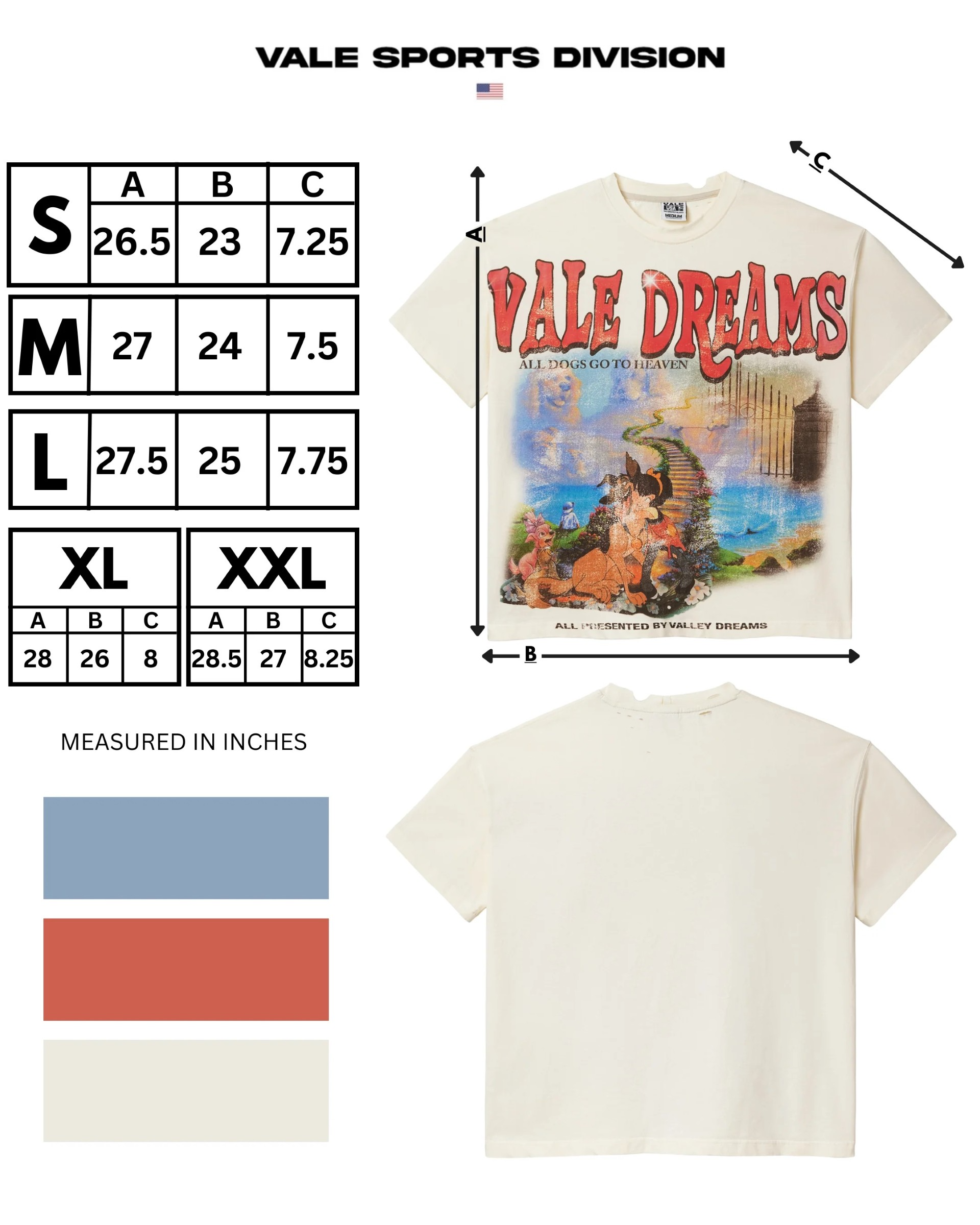 Vale Cream Heaven T-Shirt sizing