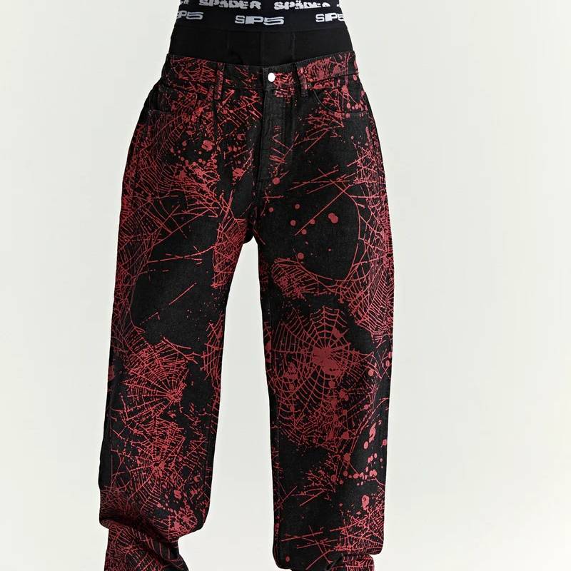 Sp5der Black Red V2 Web Denim