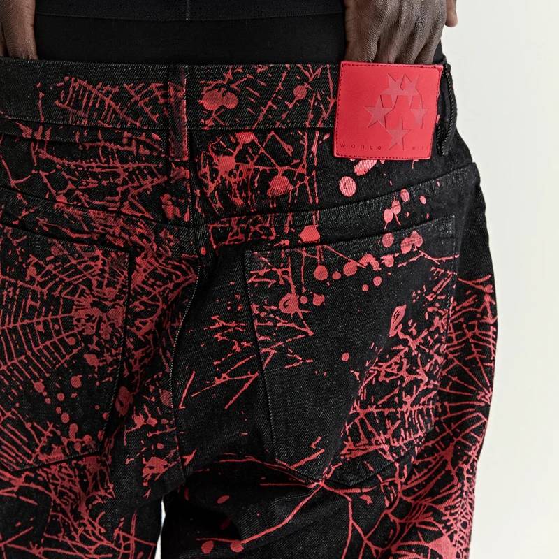Sp5der Black Red V2 Web Denim