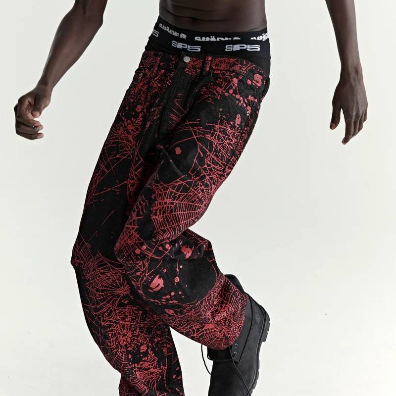 Sp5der Black Red V2 Web Denim