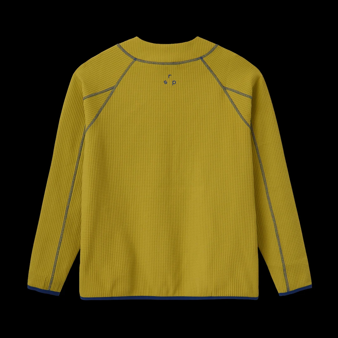 Back of the mustard GV Gallery Training Quarter Zip with raglan contrast stitching