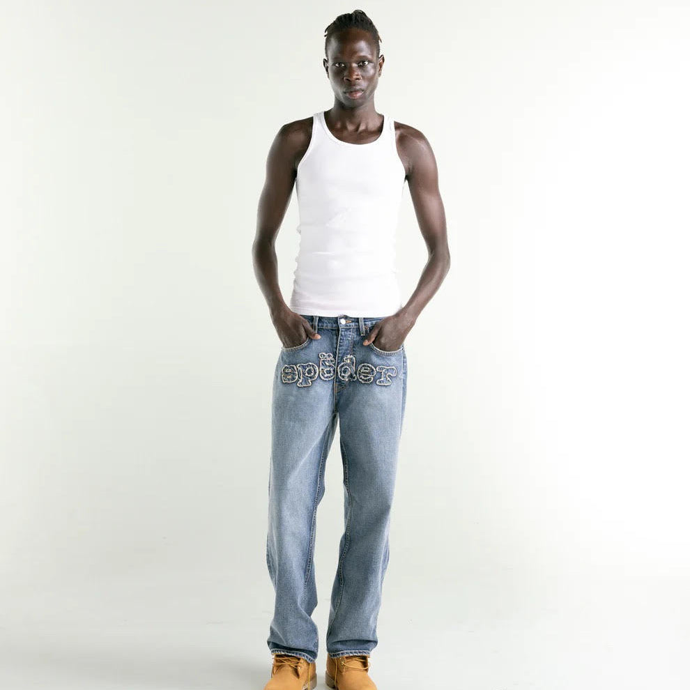 Sp5der Light Blue Wash Denim Work Pant