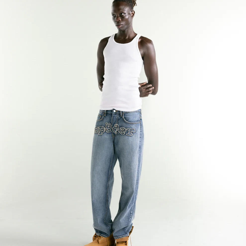 Sp5der Light Blue Wash Denim Work Pant