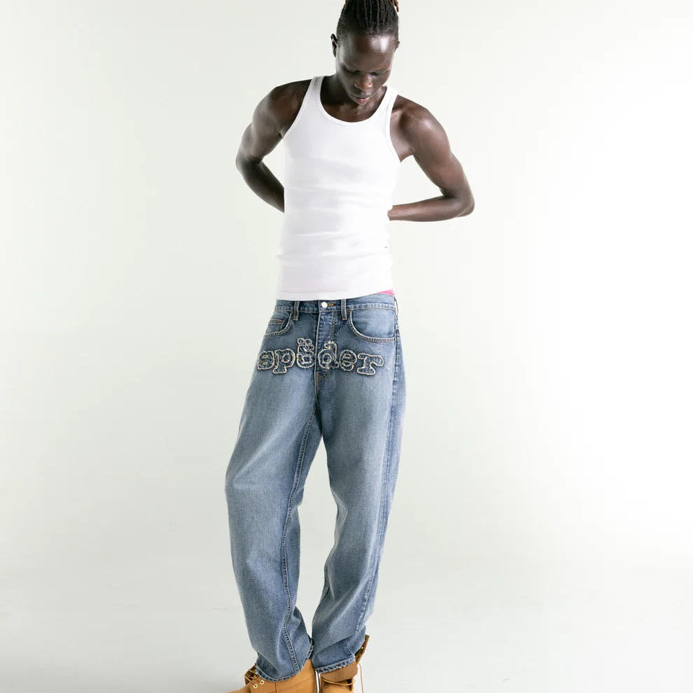 Sp5der Light Blue Wash Denim Work Pant