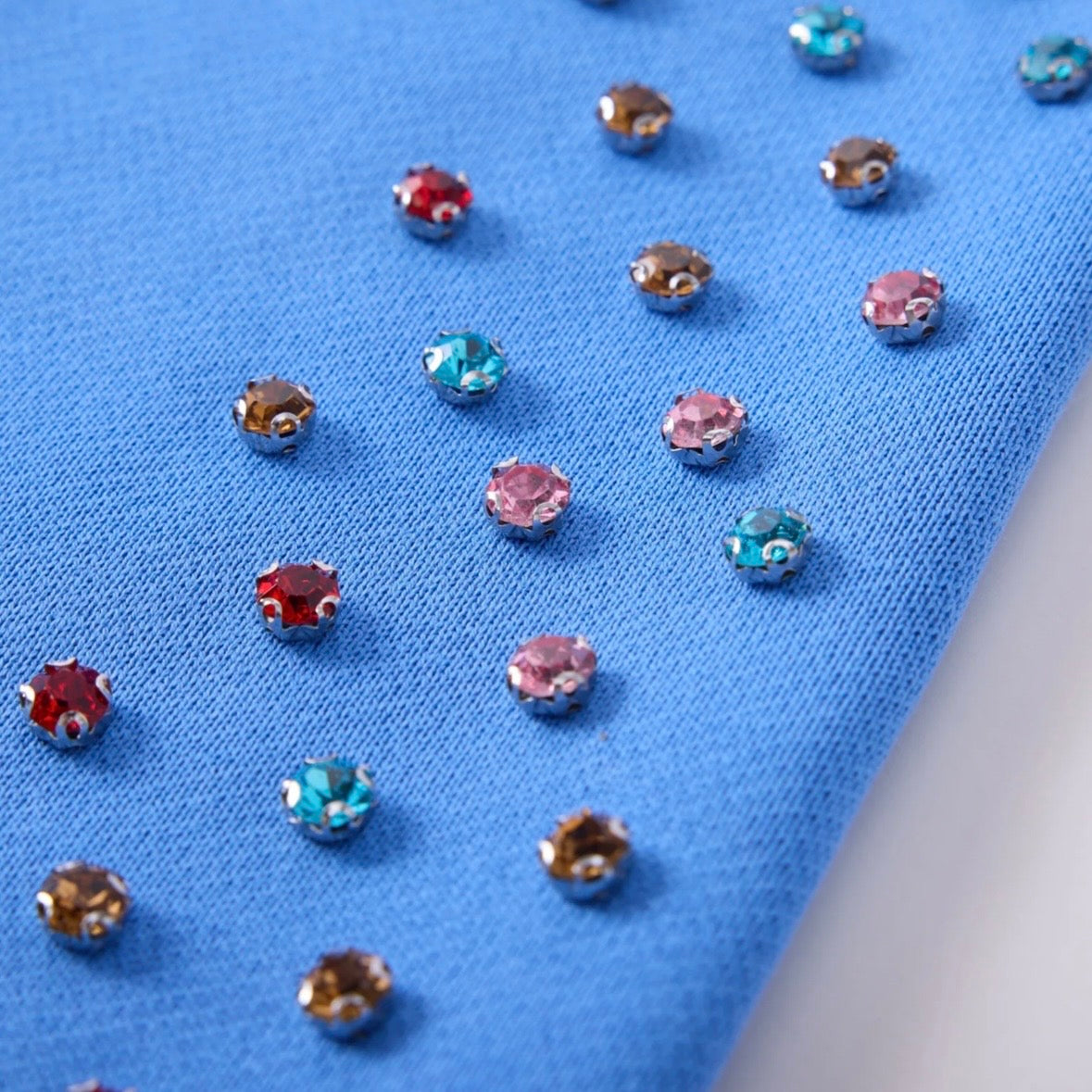 AZVA Baby Blue Crystal Cactus Zip Hoodie