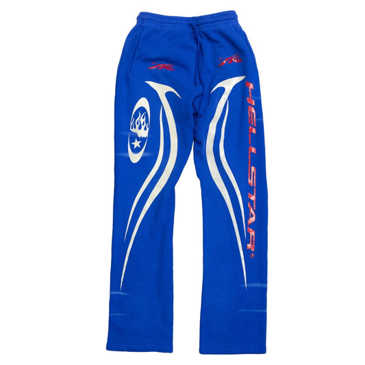 Hellstar Blue White Sports Sweatpants Front View