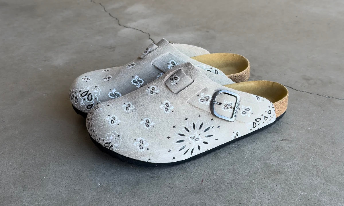 Bravest Studios Camel Suede Paisley Clog