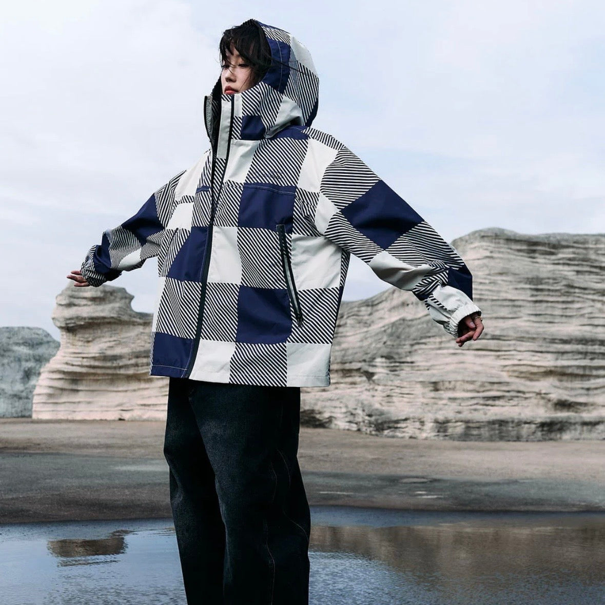 AZVA Checkered Windbreaker