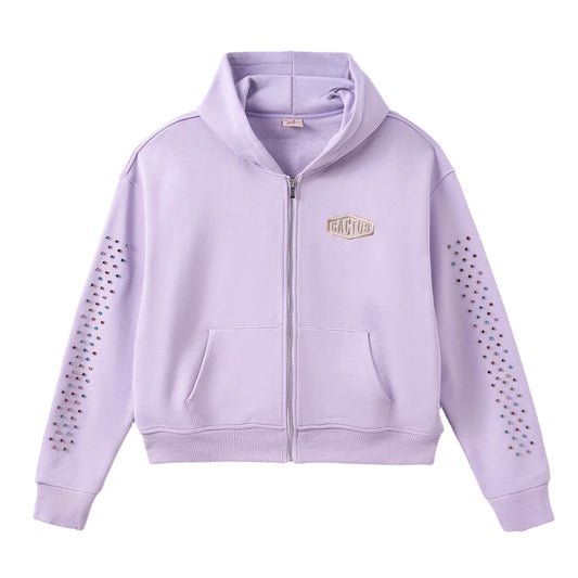 AZVA Lavender Crystal Cactus Zip Hoodie