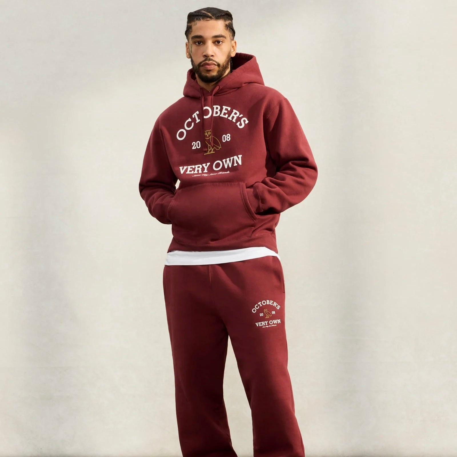 OVO Burgundy Collegiate Hoodie Free Shipping Soles District